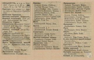 Лянцкорунь в справочнике "Весь Юго-Западный край", 1913