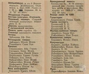 Воньковцы в справочнике "Весь Юго-Западный край", 1913