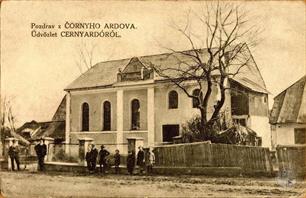 Синагога в Чернотисове на венгерской открытке 1920-х годов