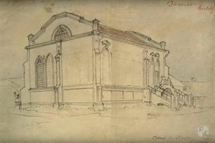 Рисунок Большой синагоги в Славуте, 1926