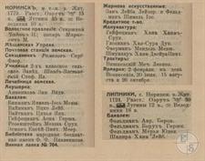 Выборка из справочника "Весь Юго-Западный край" 1913 года по Норинску и Липникам