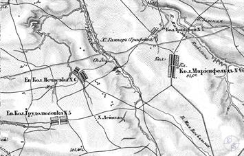 Еврейская колония Нечаевка на карте Шуберта 1875 года