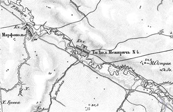 Еврейская колония Межирич на карте Шуберта