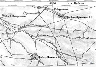Еврейская колония Приютная на карте Шуберта 1875 года