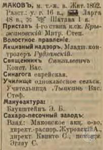 Маков в справочнике "Весь Юго-Западный край", 1913