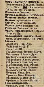 Новоконстантинов в справочнике "Весь Юго-Западный край", 1913