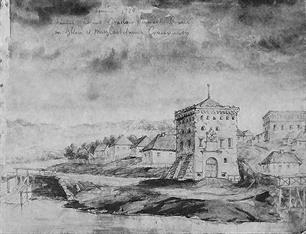 На рисунке Наполеона Орды легко узнать ворота и синагогу