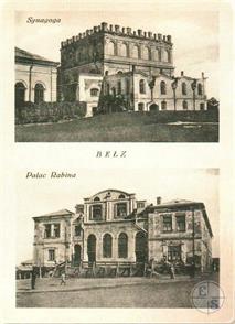 Synagogue and palace of Rebe on Polish postcard