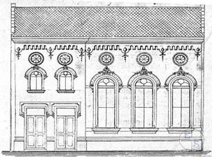 Чертеж фасада синагоги "Ор Шемеш"