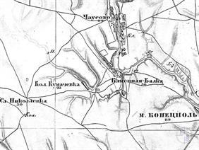 Еврейская колония Кумачевка на карте Шуберта 1869 года