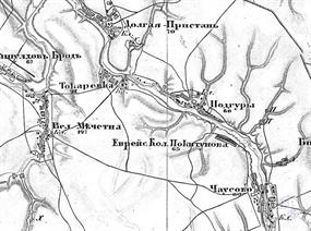 Еврейская колония Покутино (Покитунова) на карте Шуберта 1869 года