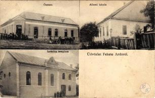 Чернотисов, венгерская открытка. Синагога внизу