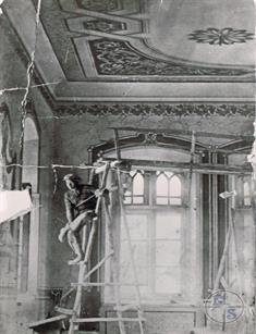 Процесс росписи стен синагоги Горенштейна, Корец, 1929