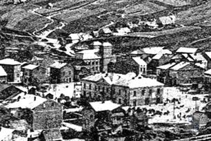 Панорама Турки, нач. ХХ в. Видна синагога с двумя башнями