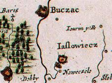 Язловец на карте Бплана, 1650 г.