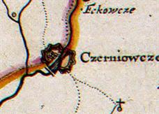 Черневцы на карте Боплана, 1650 г.