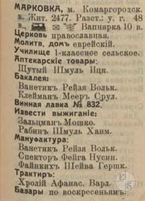 Марковка в справочнике "Весь Юго-Западный край", 1913