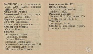 Мизяков в справочнике "Весь Юго-Западный край", 1913