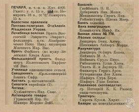 Печара в справочнике "Весь Юго-Западный край", 1913