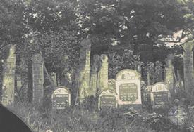 Jewish cemetery with wooden tombstones in Ozyutychi, 1917