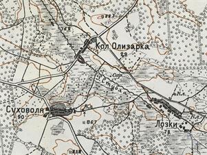 Колония Олизарка на двухверстовой карте Украины 1930 года