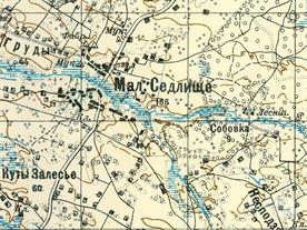 Малое Седлище на двухверстовой карте Украины 1930 года