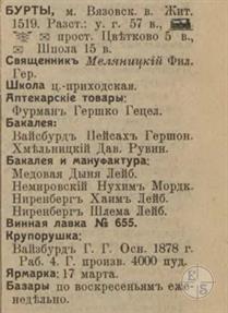 Бурты в справочнике "Весь Юго-Западный край", 1913