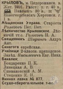 Крылов в справочнике "Весь Юго-Западный край", 1913