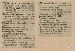Терлица в справочнике "Весь Юго-Западный край", 1913