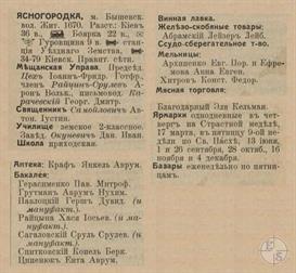 Ясногородка в справочнике "Весь Юго-Западный край", 1913