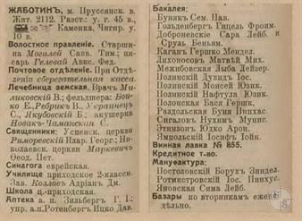 Жаботин в справочнике "Весь Юго-Западный край", 1913