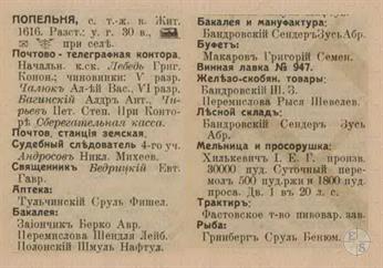 Попельня в справочнике "Весь Юго-Западный край", 1913