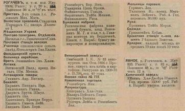 Рогачев и Явное в справочнике "Весь Юго-Западный край", 1913