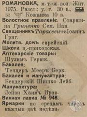 Романовка в справочнике "Весь Юго-Западный край", 1913